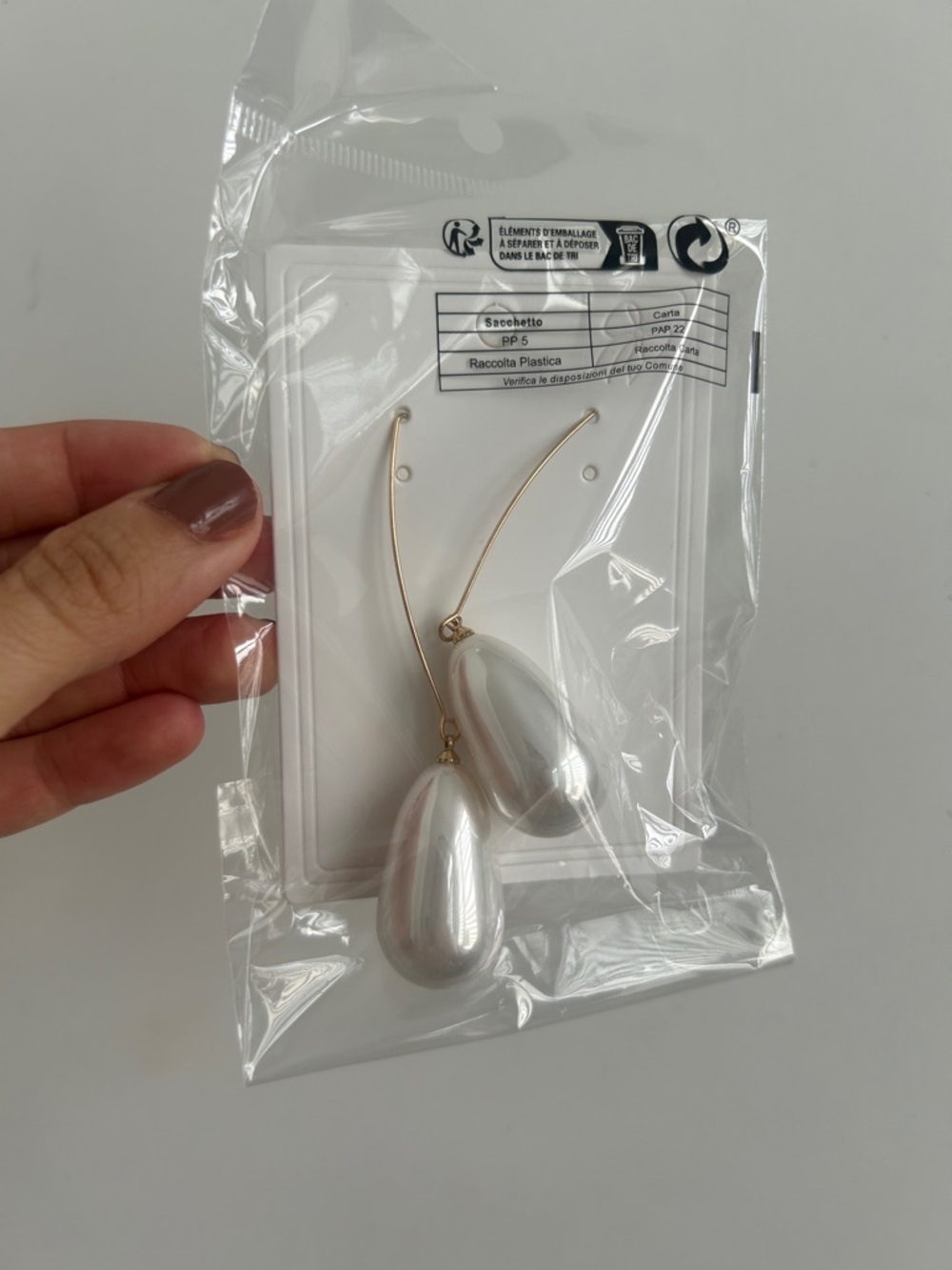 Elegant White Pearl Drop Earrings with Gold Hooks
